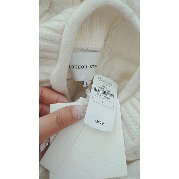 LOULOU STUDIO cashmere Layo Turtleneck Cable Knit Dress L - Picture 5 of 7